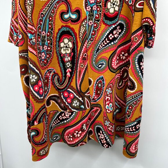 Honeyme Womens Paisley Pullover Top Short Sleeve Colorful Size Small - Picture 3 of 9